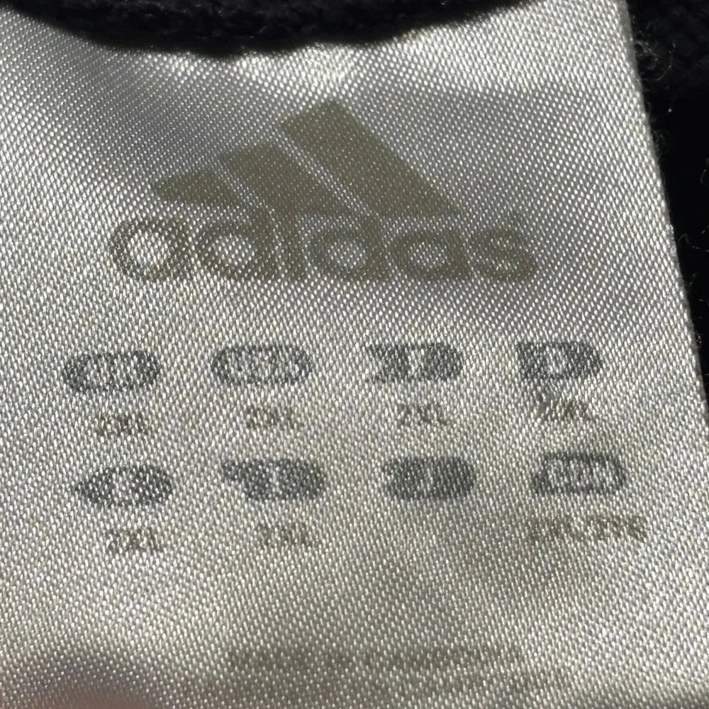 VTG Adidas Black Hoodie Sweatshirt Pullover Embroidered Logo Size 2XL‎ 90s Faded